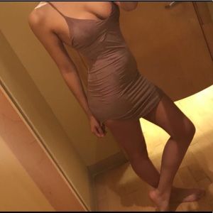 Pink suede body con dress